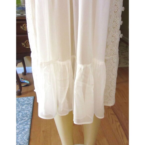 Sundance White Lace Midi Dress With Flutter Sleeves & Sheer Details Size - Picture 3 of 8
